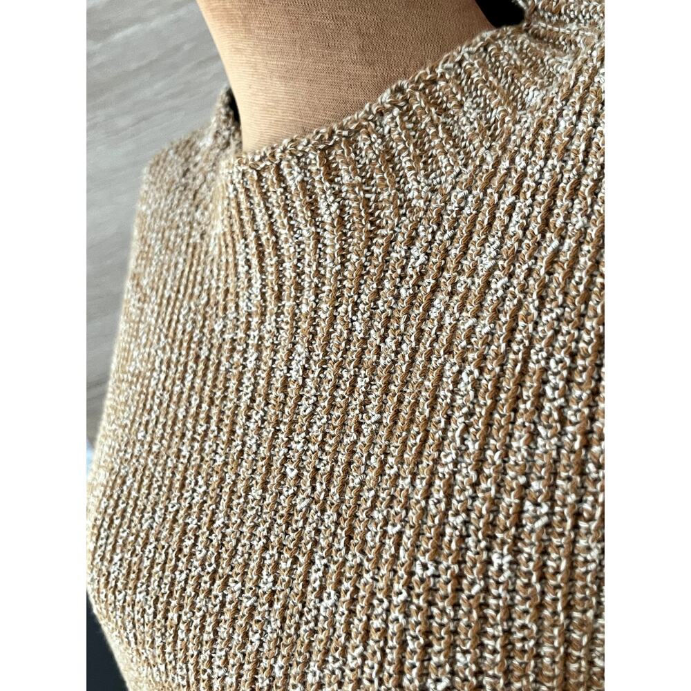 Free People Beach Sz L Freya Ribbed Sweater Tan Cotton Boxy Cropped Boho Casual - Picture 4 of 10